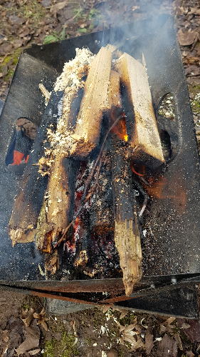 Feuer machen im Wald